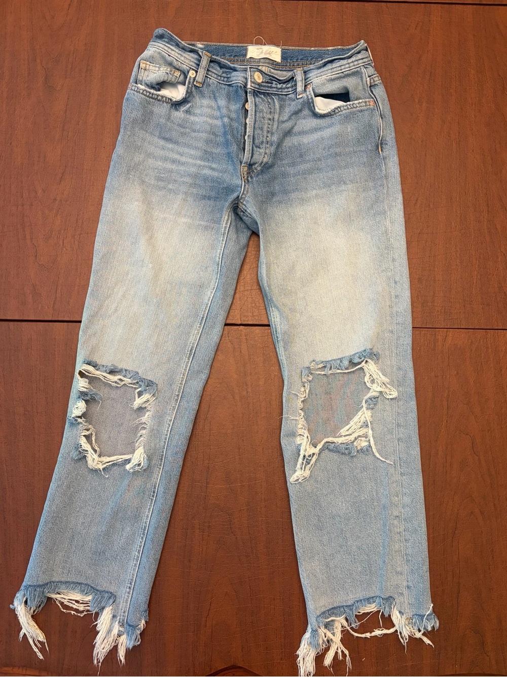 We The Free Light Blue Relaxed Distressed Jeans